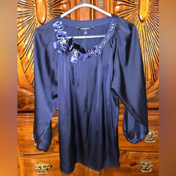 Chico's Tops - Chico's Midnight Blue Embellished Blouse